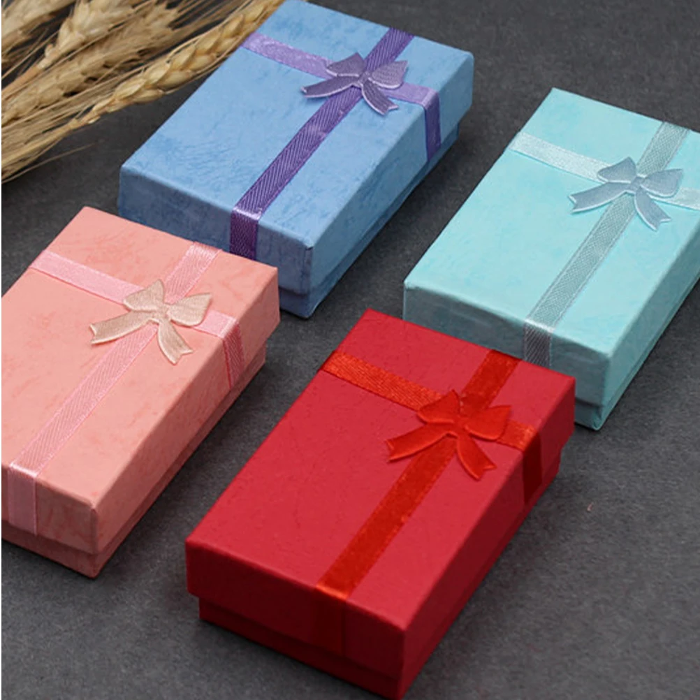 

10Pcs Durable Jewelry Box Red Bowknot Shape Necklace Ring Storage Organizer Case for Home Shop Necklace Box Jewelry Case