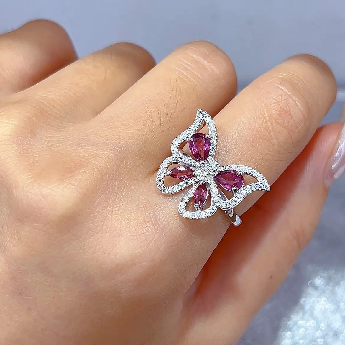 

Garnet Fine Jewelry Woman Garnet Ring With Natural Garnet Gemstone 4*6mm Silver Lady Garnet Ring Jewelry For Party Lady Gift