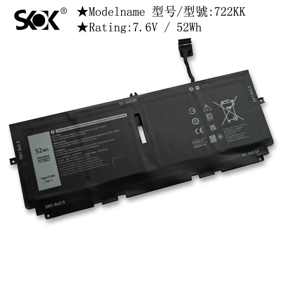 Imagem -02 - Substituição da Bateria do Portátil para Dell 722kk Dell Xps 13 9300 2023 Xps 13 9310 Xps 13 9380 2023 P117g P117g002 001 Series