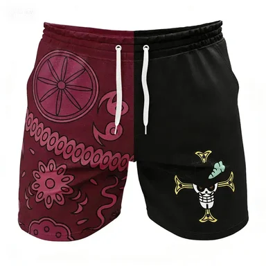 2026 Summer Vintage Pirate-themed All-over Printed Shorts with Personalized Skull Print, Men's Casual Beach Pants