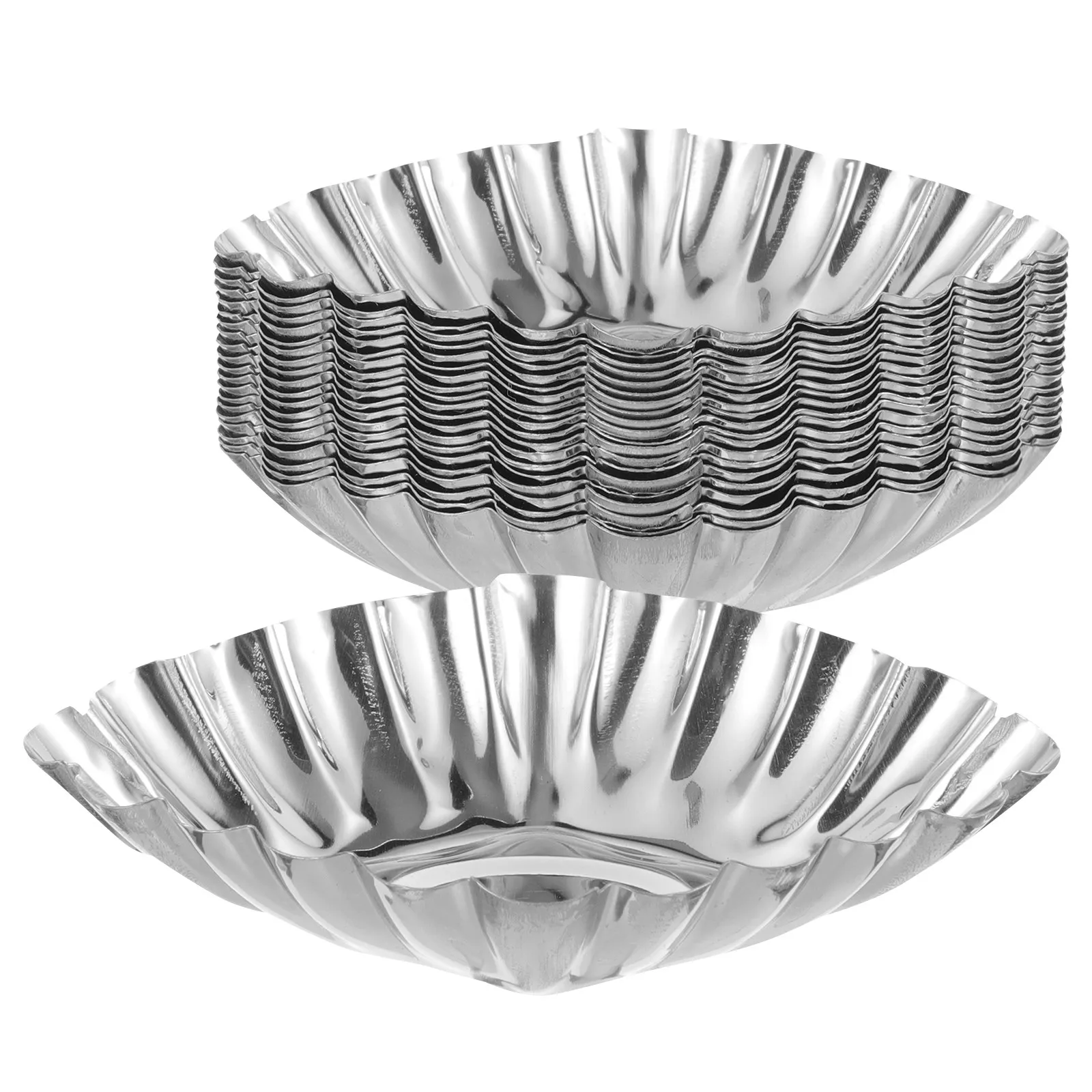20Pcs Stainless Steel Egg Tart Molds Baking Tart Cups Oven Safe Non Deformable Multi Purpose Kitchen Mold for Tartlets Pudding