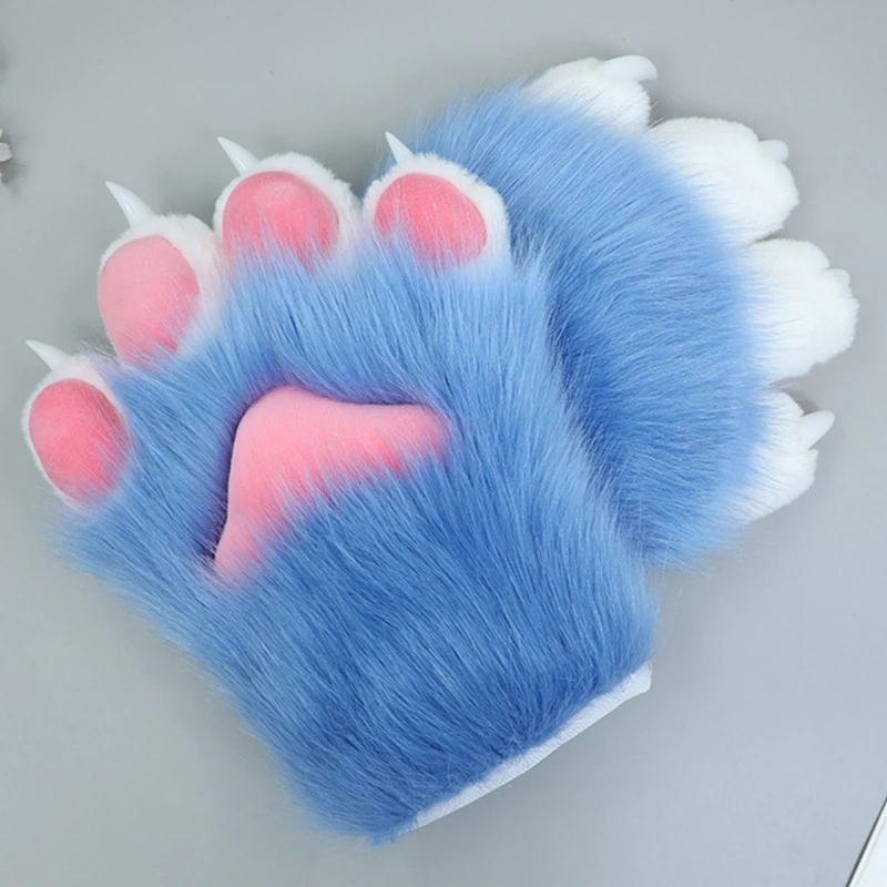 2 Pieces Cartoon Plush Nails Claws Gloves Anime Cosplay Mittens Furry Cosplay Props Halloween Costume Paw Gloves