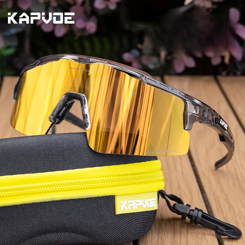 Kapvoe Photochromic Cycling Glasses MTB Riding Skating Sunglasses UV400 Polarized Fishing Goggles Man Woman Bike Bicycle Eyewear