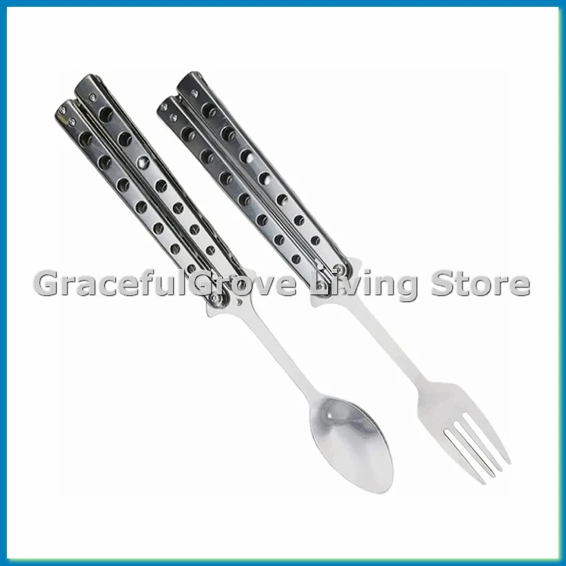 

Spoon and Fork Set, Stainless Steel Cutlery for Kitchen BBQ-ABFB