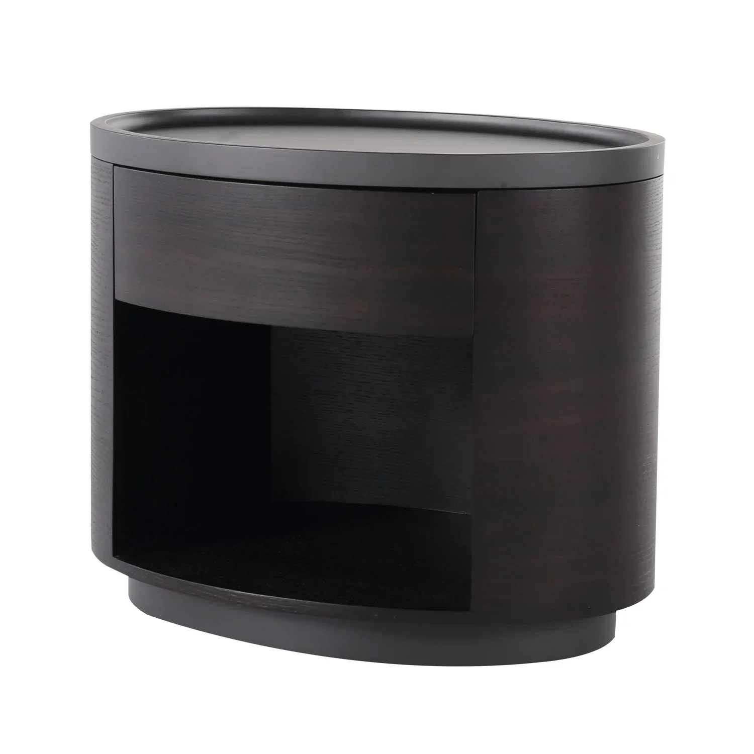 

A European Style Round Wooden Black Nightstand modern Home Bedroom Furniture Bedside Table