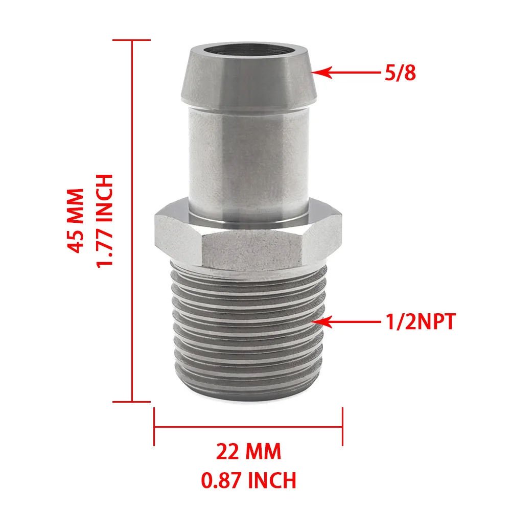 

1/2 NPT Thread to 5/8 Hose Adapter, Water Pump / Intake Manifold Heater Hose Converters, Fits For most cars
