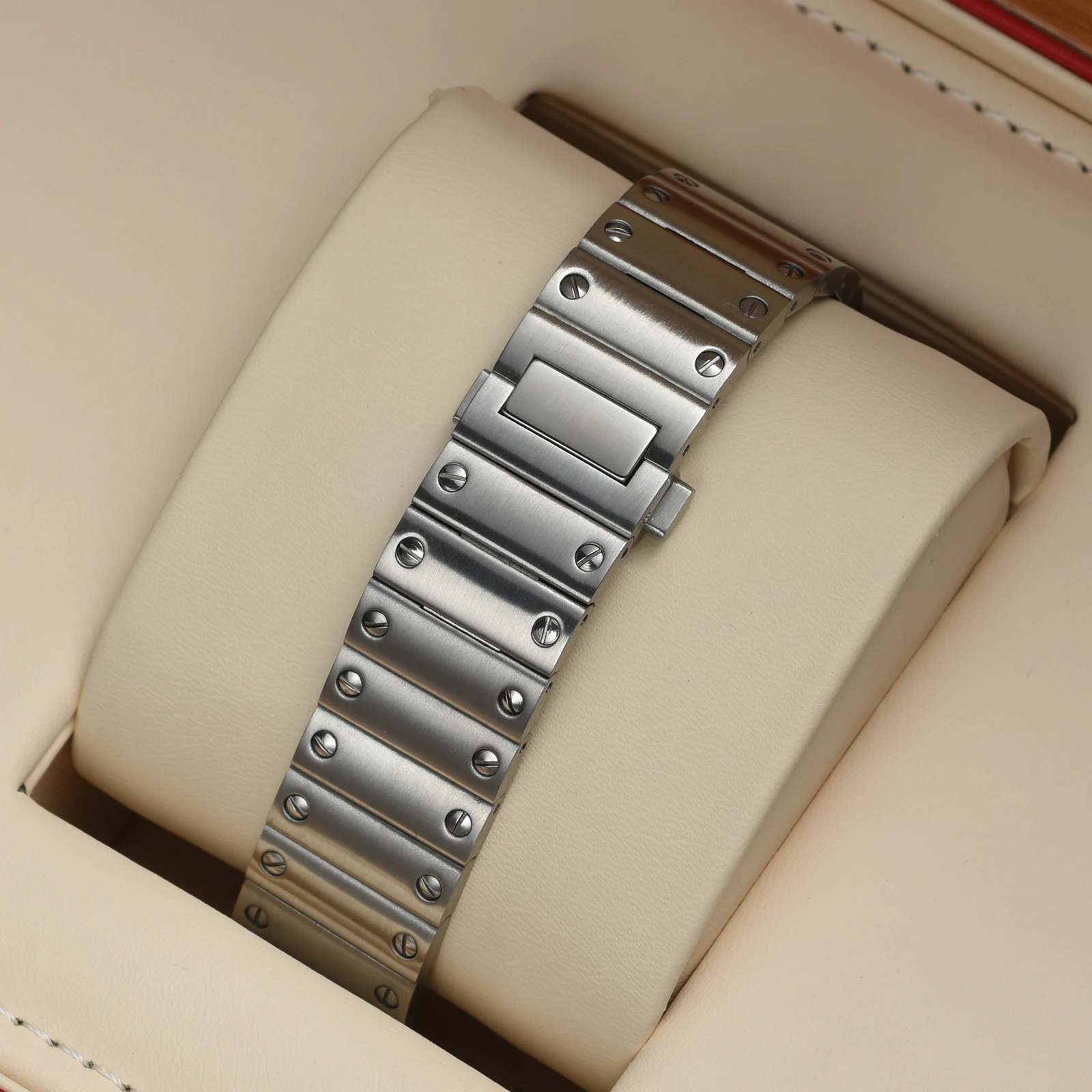 سوار ساعة من الفولاذ المقاوم للصدأ مقاس 21 ملم متوافق مع كارتييه سانتوس WSSA0009 WHSA0007 WHSA0010، سوار معدني بديل #1