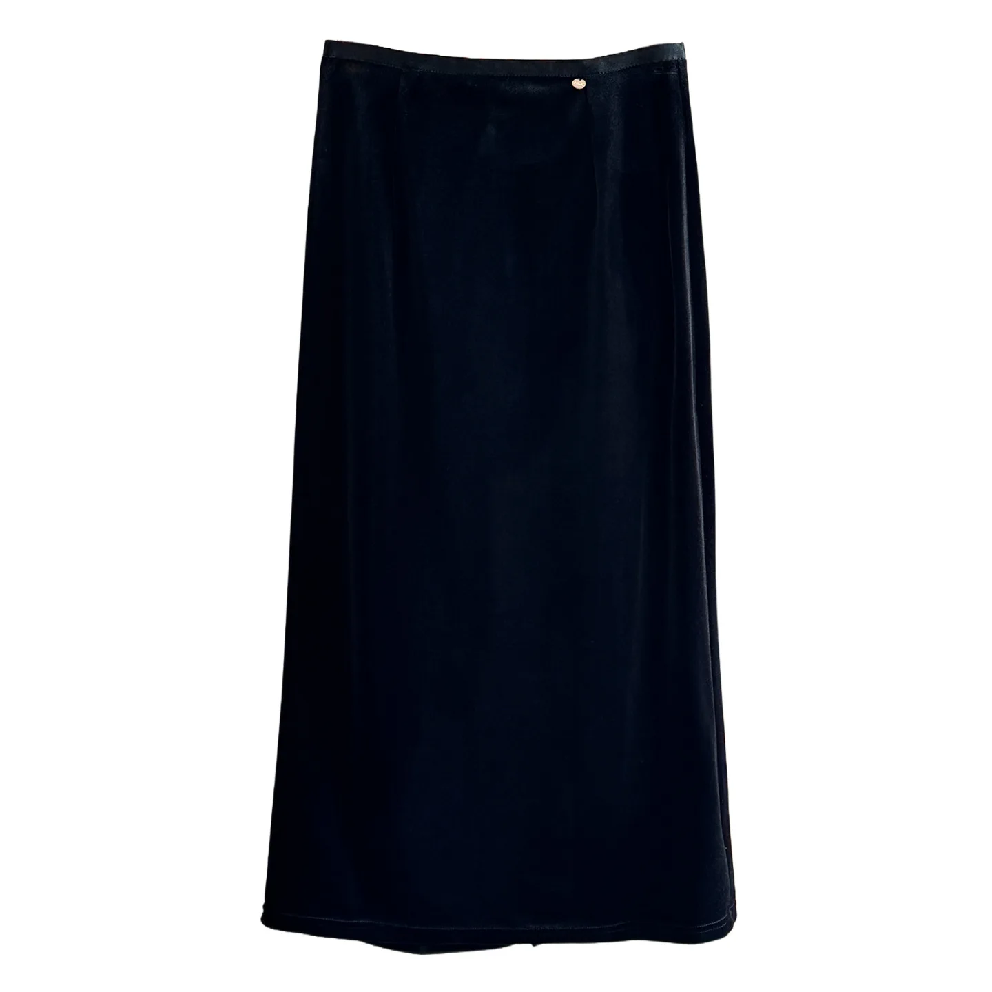 2026 Fall Winter New Women's Velvet Midi Skirt - Luxury High-End Split Back Bodycon Straight Skirt | High Waist Draped Black