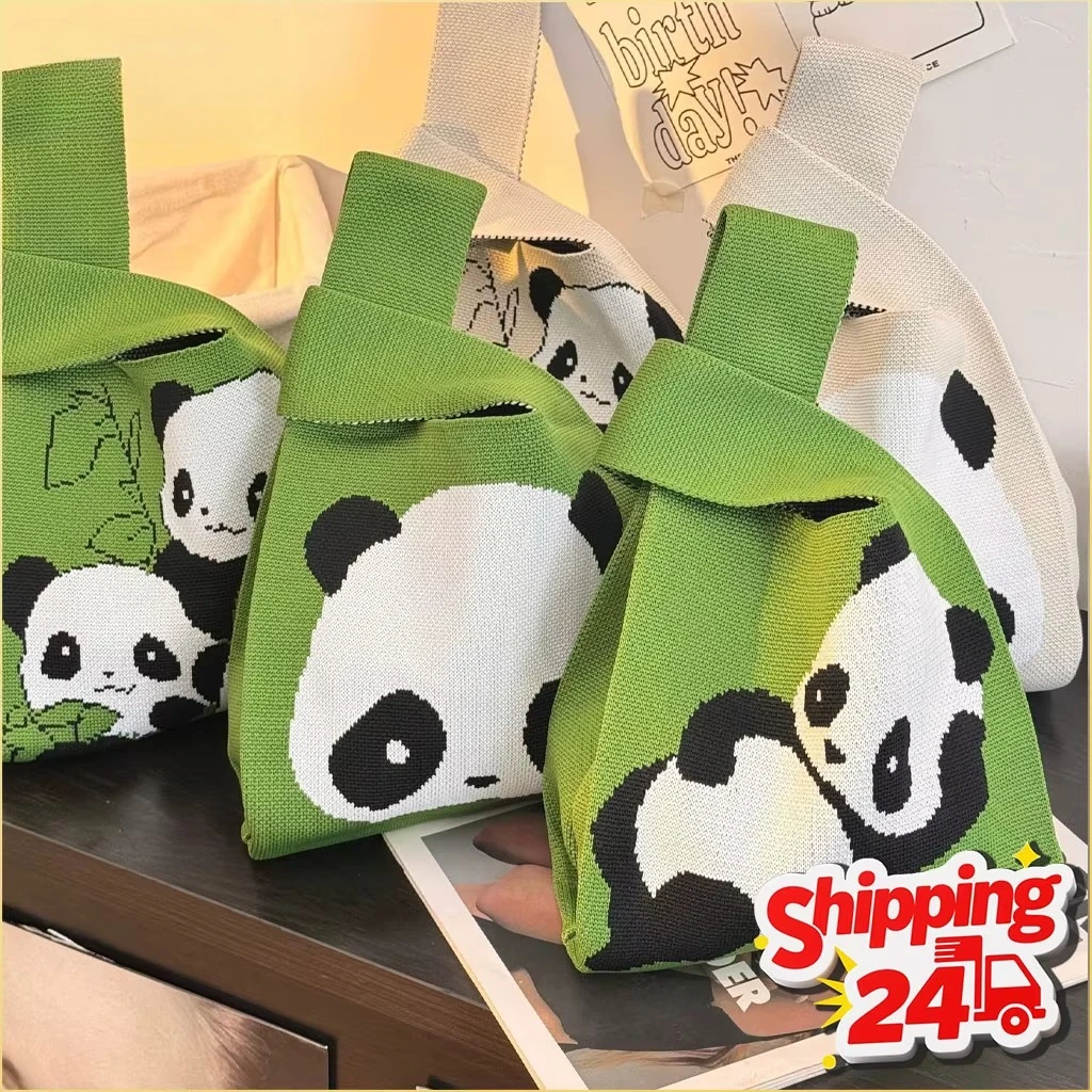 Women Handmade Knitted Tote Handbag Casual Wristlet for Daily Work Commute Outing Simple Japanese Style Carryall