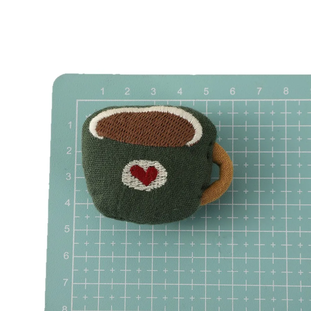 Brooch Pin DIY Accessory Rustic Coffee Cup Plush Filled Fabric Small Brown for Kids Bag Pendant Soft Semi Finished