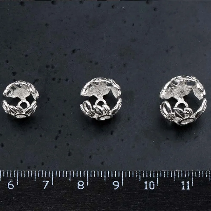 Genuine Real Solid 925 Sterling Silver Flower Bead Caps Half Round Wrap Bead Cap Connector Jewelry Making Findings