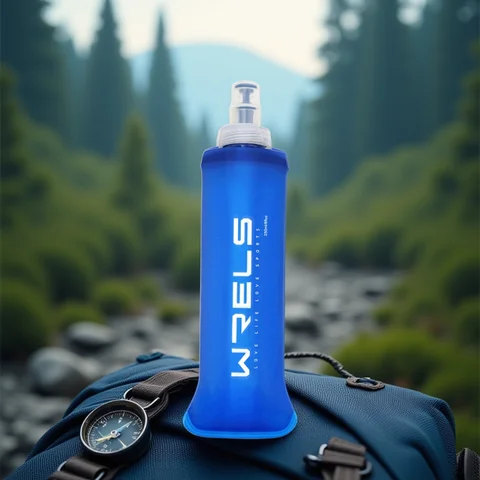 WRELS Folding Water Bottle TPU BPA-Free Collapsible Soft Flask Outdoor Sport Hiking Camping Running Portable Soft Water Bottle