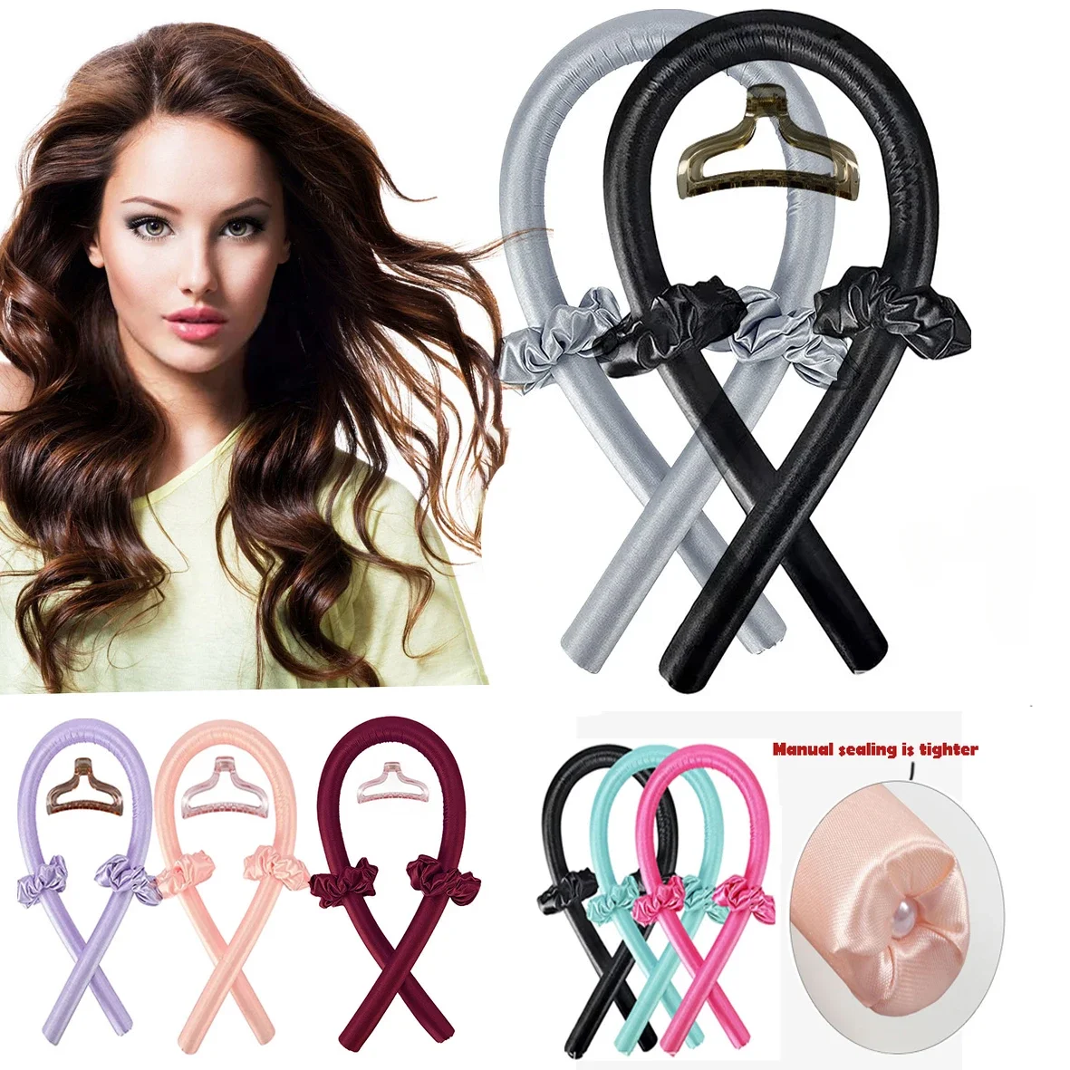 Bandeau boucleur sans chaleur, sans permanente et sans dommages pour les cheveux, confortable à porter, lot de 4 outils de bouclage pour dormir