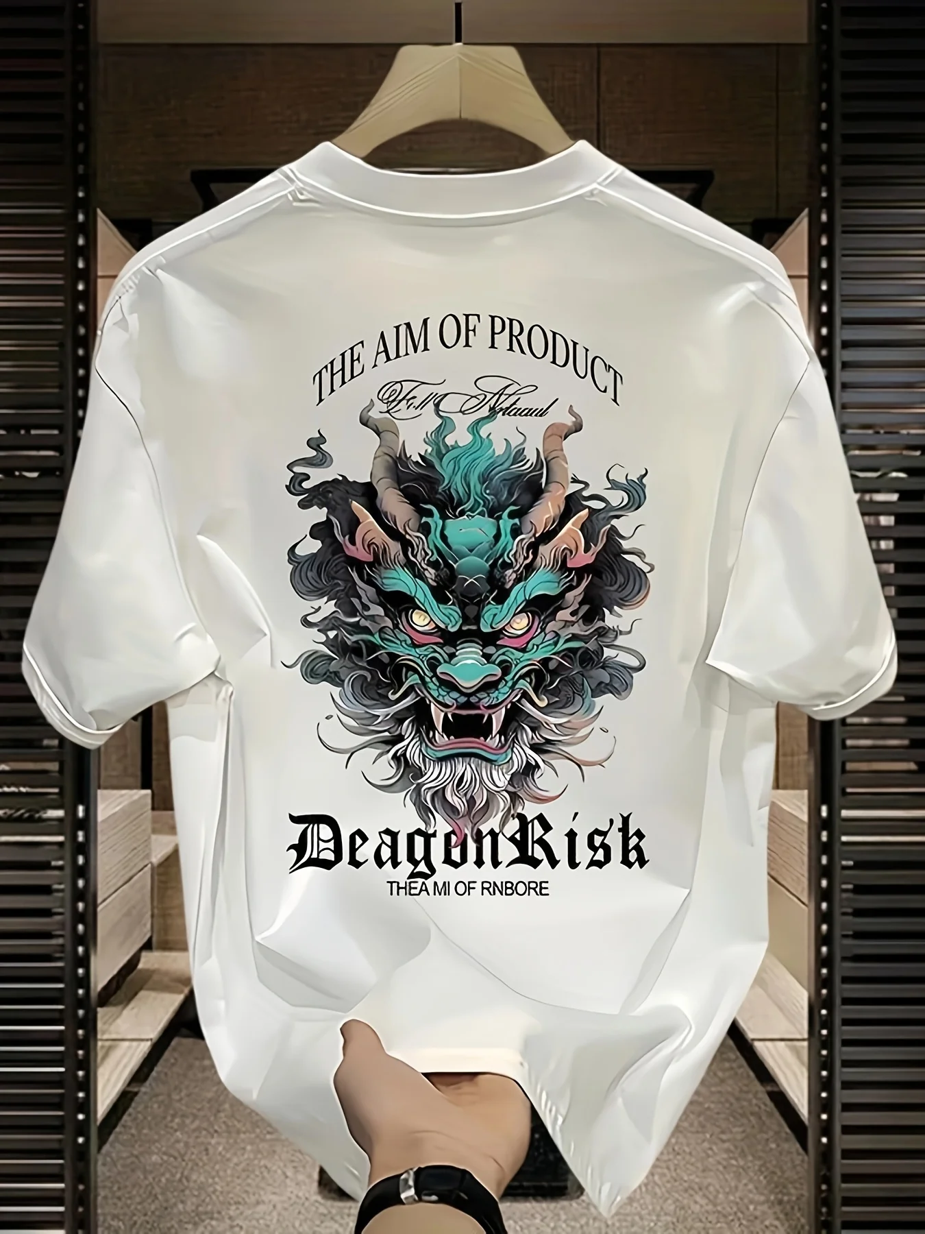 Men'S Heavyweight Pure T-Shirt | Dragon Back Graphic Tee With Bold 