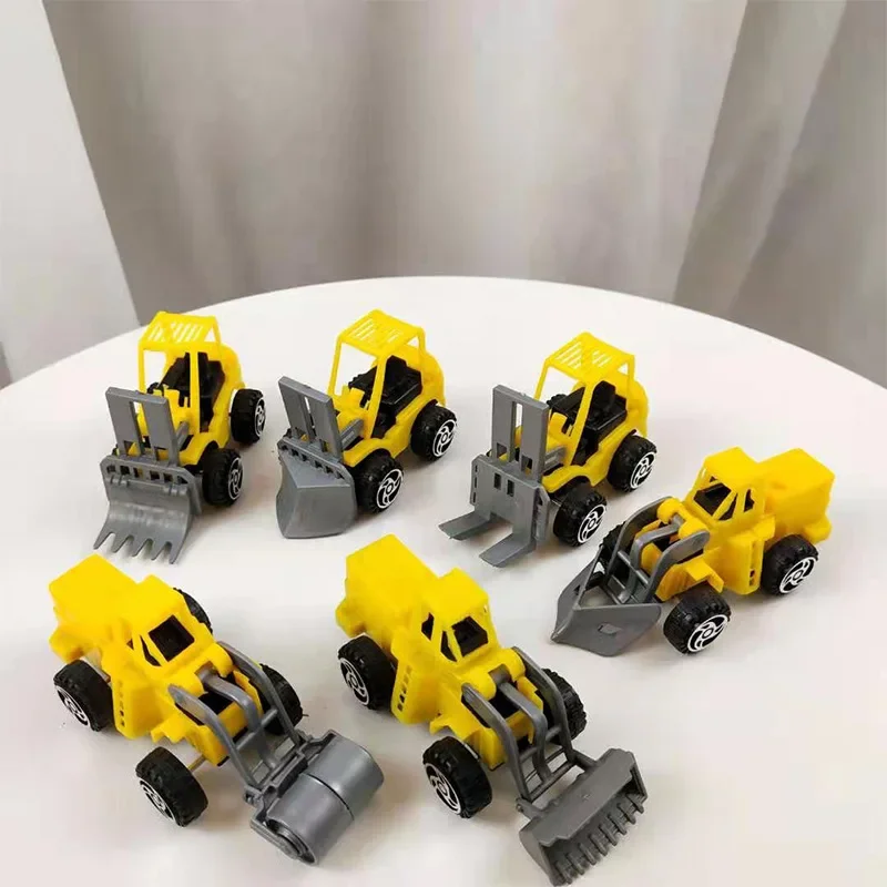 5Pcs Children Pull Back Car Toy Simulation Engineering Car Mini Plastic Forklift Excavator Series Toy Model Inertial Car