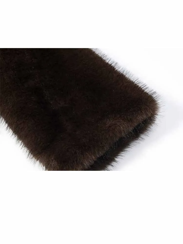 HH Frau Winter Mode Einfarbig Warme Künstliche Pelz Lange Ärmel Stehkragen Lose Mantel Weibliche Casual Street Style Jacke