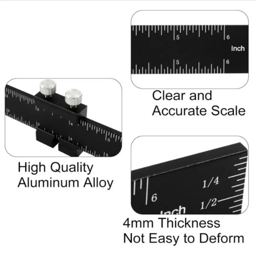 T-Type Woodworking Tool Ruler Slide Stop Practical T Track Ruler Aluminum Alloy Precise Positioning Marking Ruler