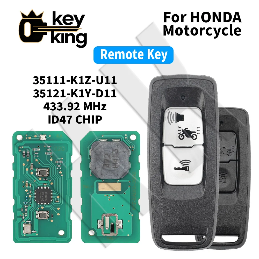 KK 2 Button Motorcycle Smart Remote Key Fob 433.92MHz ID47 Chip OE 35111-K1Z-U11 35121-K1Y-D11 For Honda Motorcycle Keyless Go