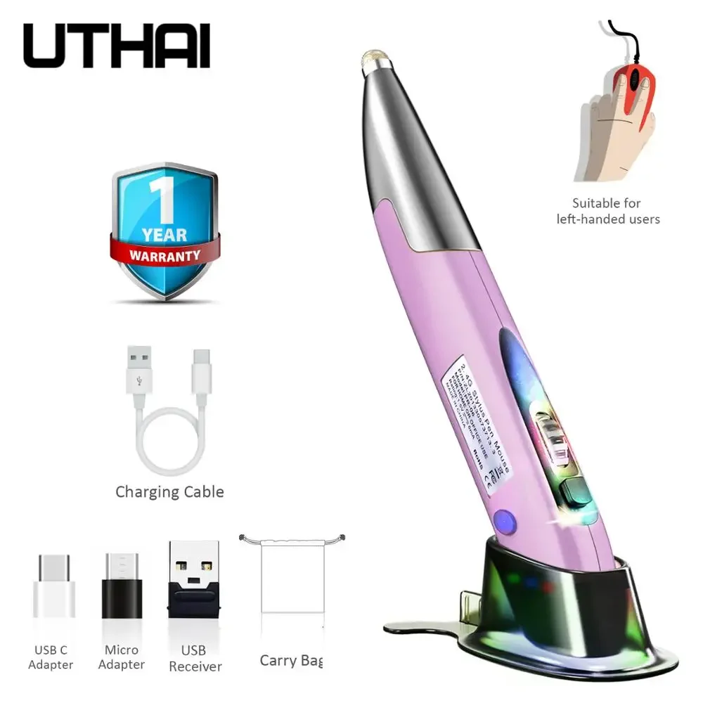 

UTHAI 2025 New Popular Technology Mouse Pen, 2.4G Wireless Pen Mouse, Personalized Creative Vertical Pen Mouse