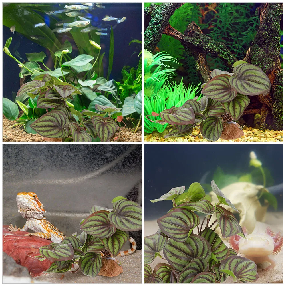 

Artificial Reptile Tank Decor Spider Plant Simulation Ornament for Lizard Terrarium Plastic Fake Plants Green Decor