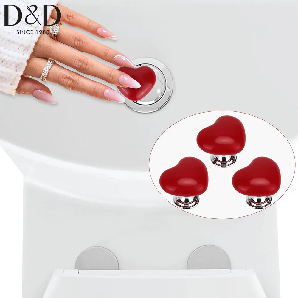 

Love Heart Shaped Toilet Tank Button Toilet Press Tool Women Manicures Toilet Lid Cover Lifter Handle Sticky Drawer Pull Handle