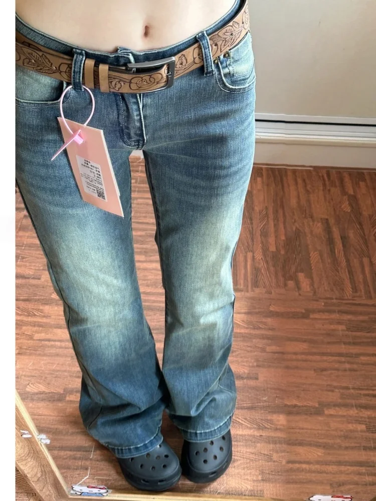 

American Retro Flared Jeans Women's Low Waist Slimming Leggings Spring New Style plus Size Sexy Bell Bottoms Casual Denim