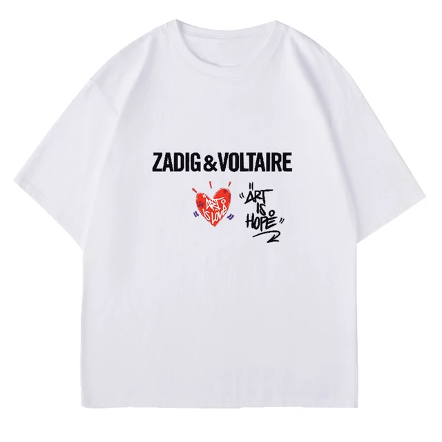 Z-voltaire Zadig Printed Women T-shirt Plus Size Casual Short Sleeve Y2k Fashion Brand Harajuku Kid Top Tees Men Tshirt