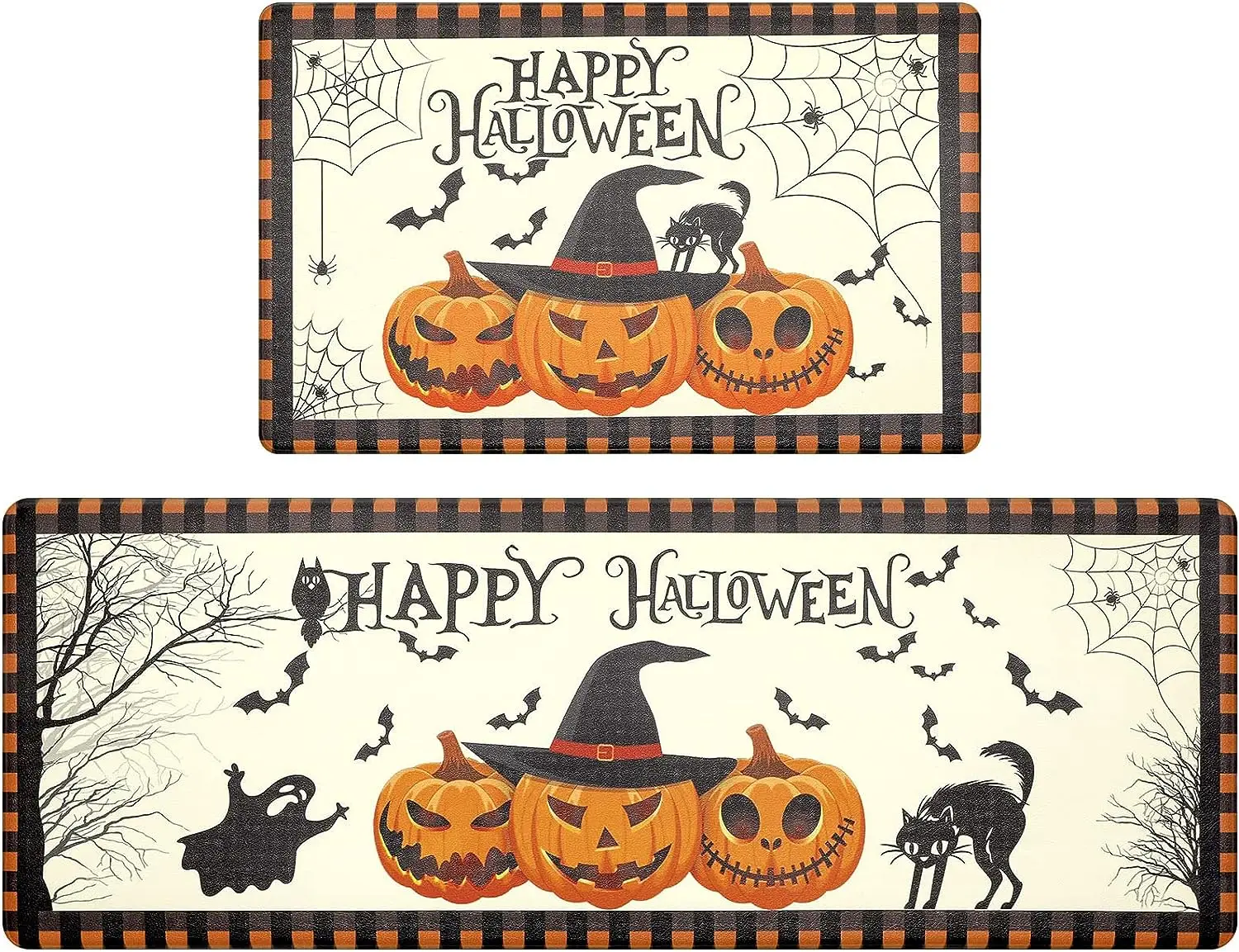 Happy Halloween Rug Anti-fatigue Autumn Pumpkin Thanksgiving Happy Fall Hello Autumn Kitchen Bathroom Bedroom Entrance Decor Rug