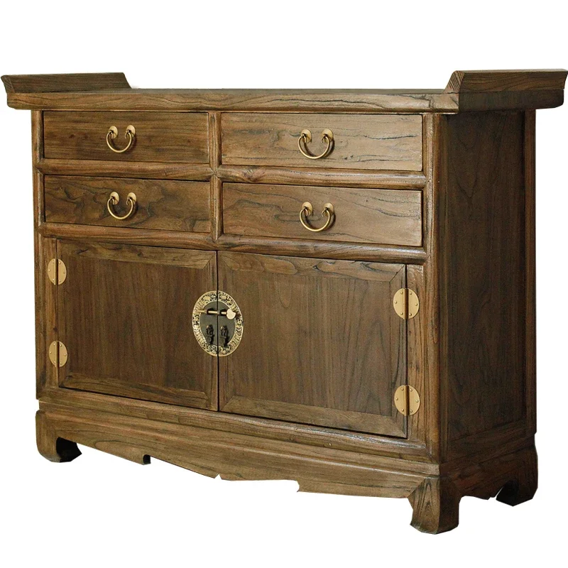 

Solid Wood Entrance Elm Storage Sideboard Furniture Door Living Room Partition Decoration Warped