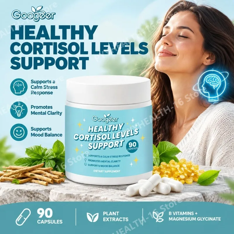 Cortisol Levels Support Capsules with Magnesium Glycinate,PQQ & B Vitamins for Calm Stress Response and Mood Balance,90 Count