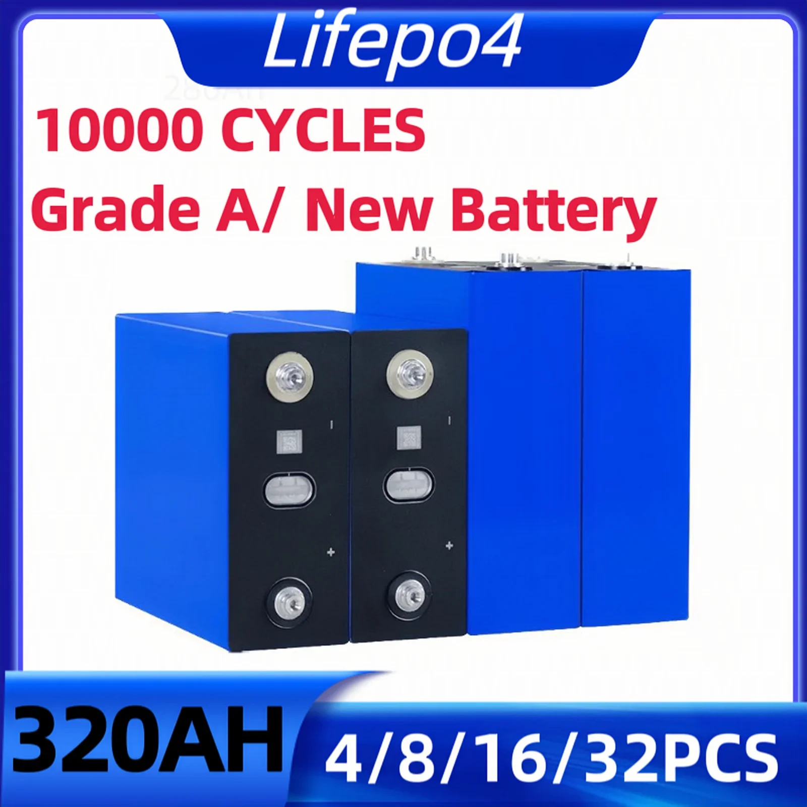 Lifepo4 Battery 320AH Home Energy EU Stock DIY 12V 24V 48v EV Lithium iron phosphate Cell Rechargeable golf cart batterie For RV