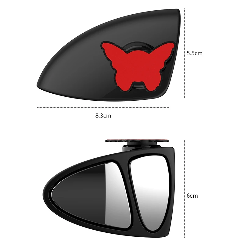 3 in 1 360 Degree Rotation Three Sided Blind Spot Mirror Reversing Parking Auxiliary Blind Spot Convex Mirror Left