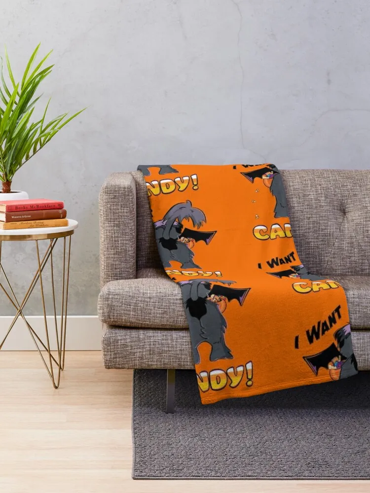 I Want Candy - Candy Overload on Orange Throw Blanket Soft Plush Plaid Decorative Throw Blankets