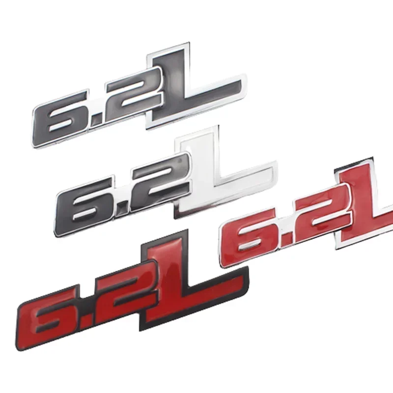 3D Metal 6.2L Logo Car Rear Boot Trunk Emblem Badge Sticker For Ford Raptor F150 Hummer H2 Chevrolet C7 Camaro Dodge Challenger