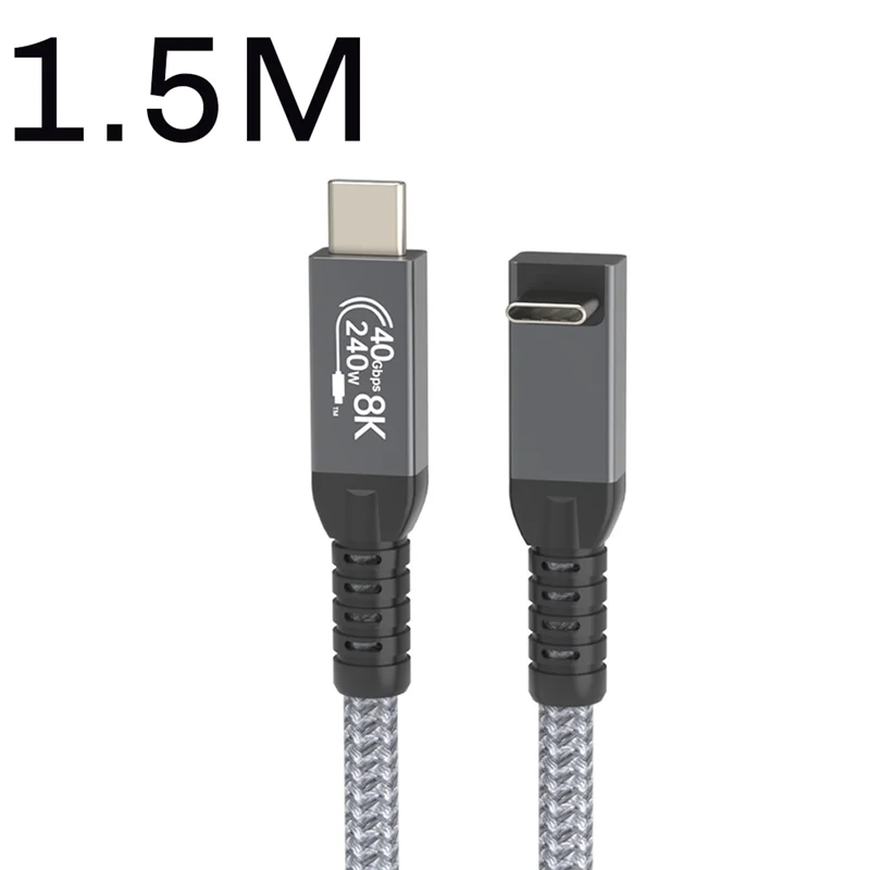Cable USB 4 90 °   Codo estereoscópico 40Gbps USB4 tipo cable de datos C carga rápida PD 240W, transferencia de vídeo 8K