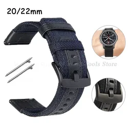 Nylon Fabric Watchband Leather Sports Band For Samsung Galaxy Watch 42mm 46mm Gear S3 Quick Release Replacement Strap 22mm 20mm