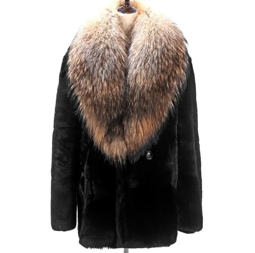 2021 New Arrival Men`s Fur Coat Wholesale Price Autumn Fall Winter Men`s Outwear Leather Collar Clothes