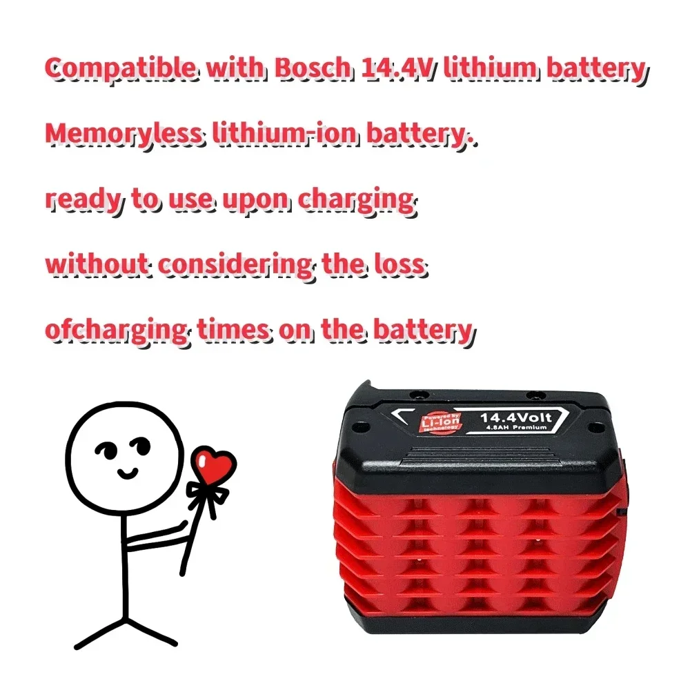 New 14.4V 4800mAh Rechargeable Li-ion Battery cell pack for BOSCH Cordless Electric Drill Screwdriver BAT607,BAT607G,BAT614G