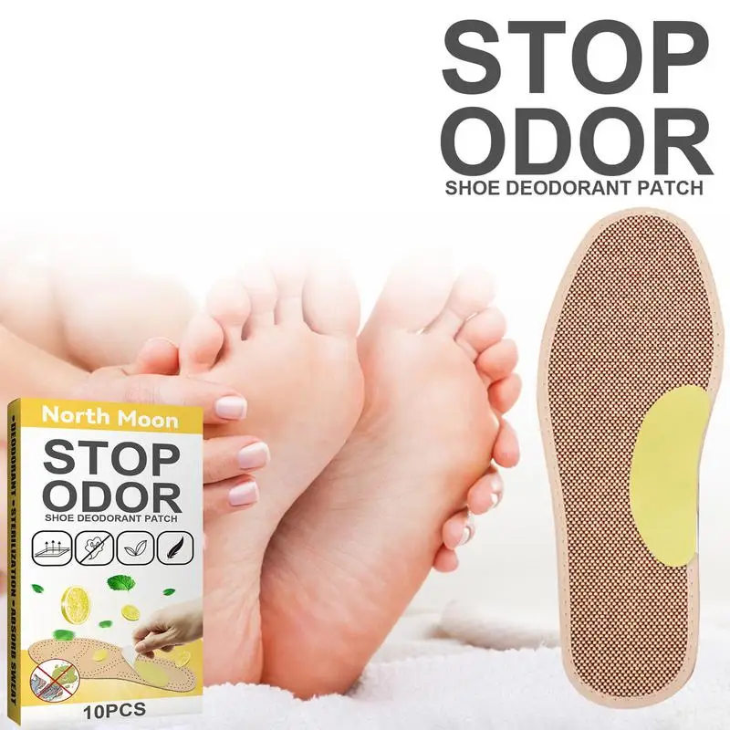 Shoe Odor Eliminator Patches 10 pcs Athlete's Foot Soothing Insole Stickers Foot Care Product Natural Lemon Scent odor remover