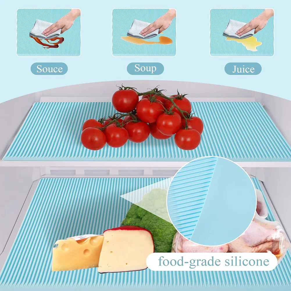Silicone Refrigerator Lining Drawer Pad Top Freezer Non-Slip Refrigerator Mats Reusable Food Safe Cupboard Drawer Covers Pads
