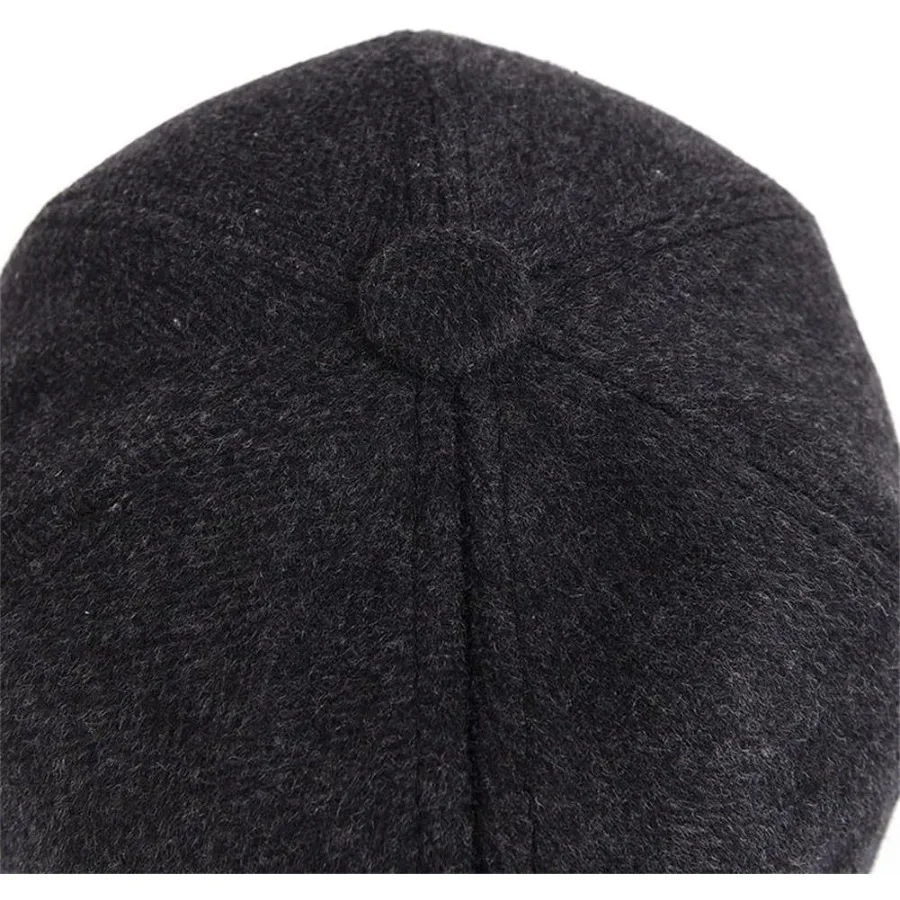 YAKER Cappello da baseball con visiera in lana calda invernale da uomo con paraorecchie e fibbia in metallo