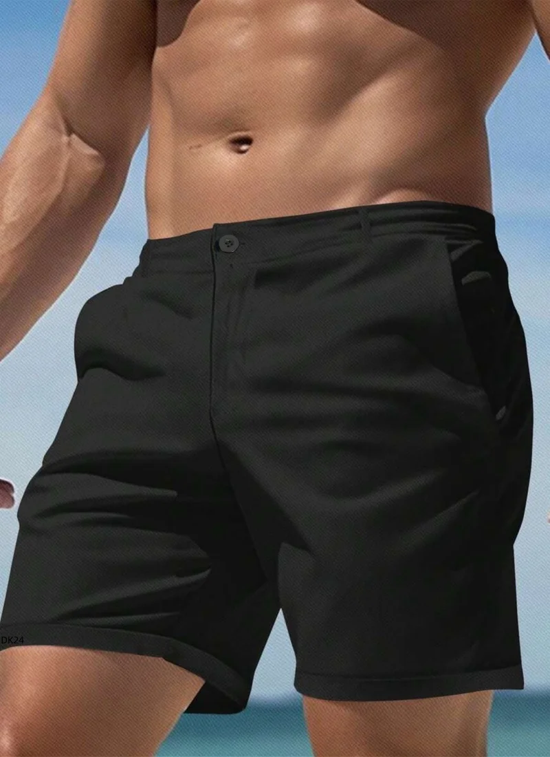 Summer men's casual pants solid color sports short jogging climbing sports shorts elastic waist men's jogging work shorts