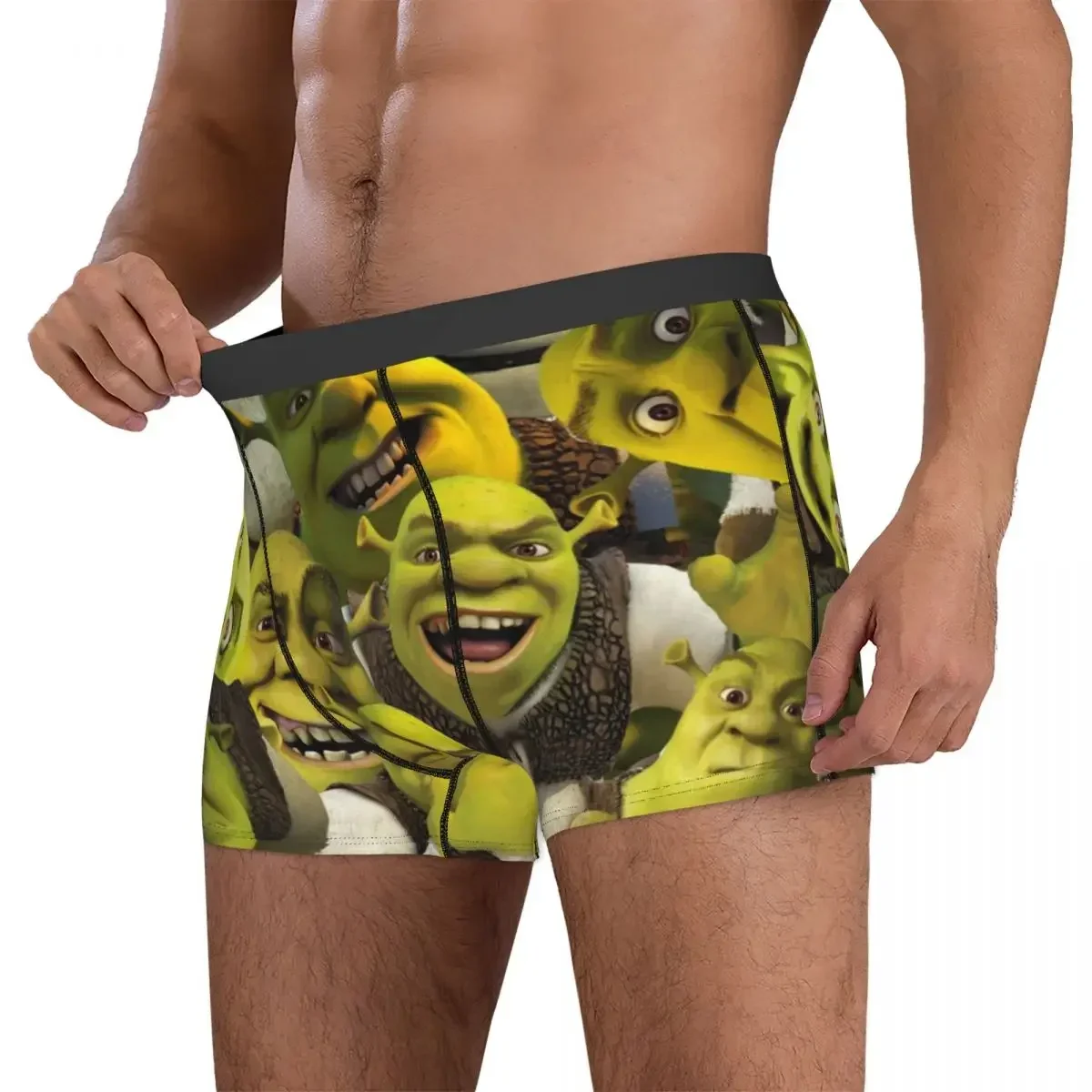 Boxer Underpants Shorts Shrek Collage Panties Men\'s Breathable Underwear for Homme Man Boyfriend Gifts