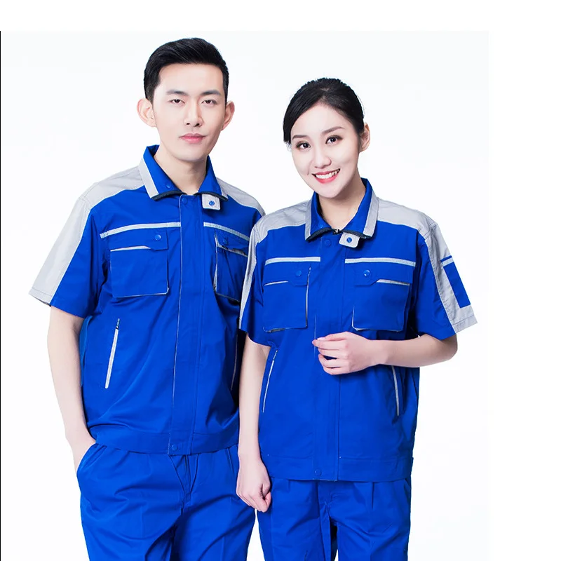 Unisex Summer Workshop Short Sleeves Workplace Work Clothes Overalls Worker Clothing Workwear Uniform Can be Customized Logo