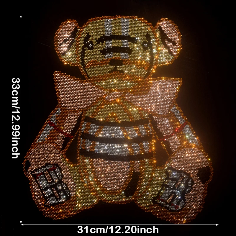 Bowknot Bear Crystal Transfer - Fer à repasser double Bliss pour hauts, sacs et décoration festive (Texture diamant tactile) ​