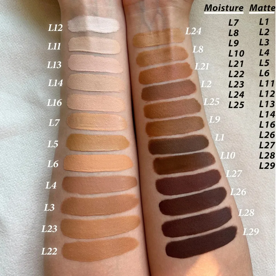 Full Coverage Liquid Foundation Private Label Vegan Moisture Matte Foundation Waterproof Face Makeup Custom Logo