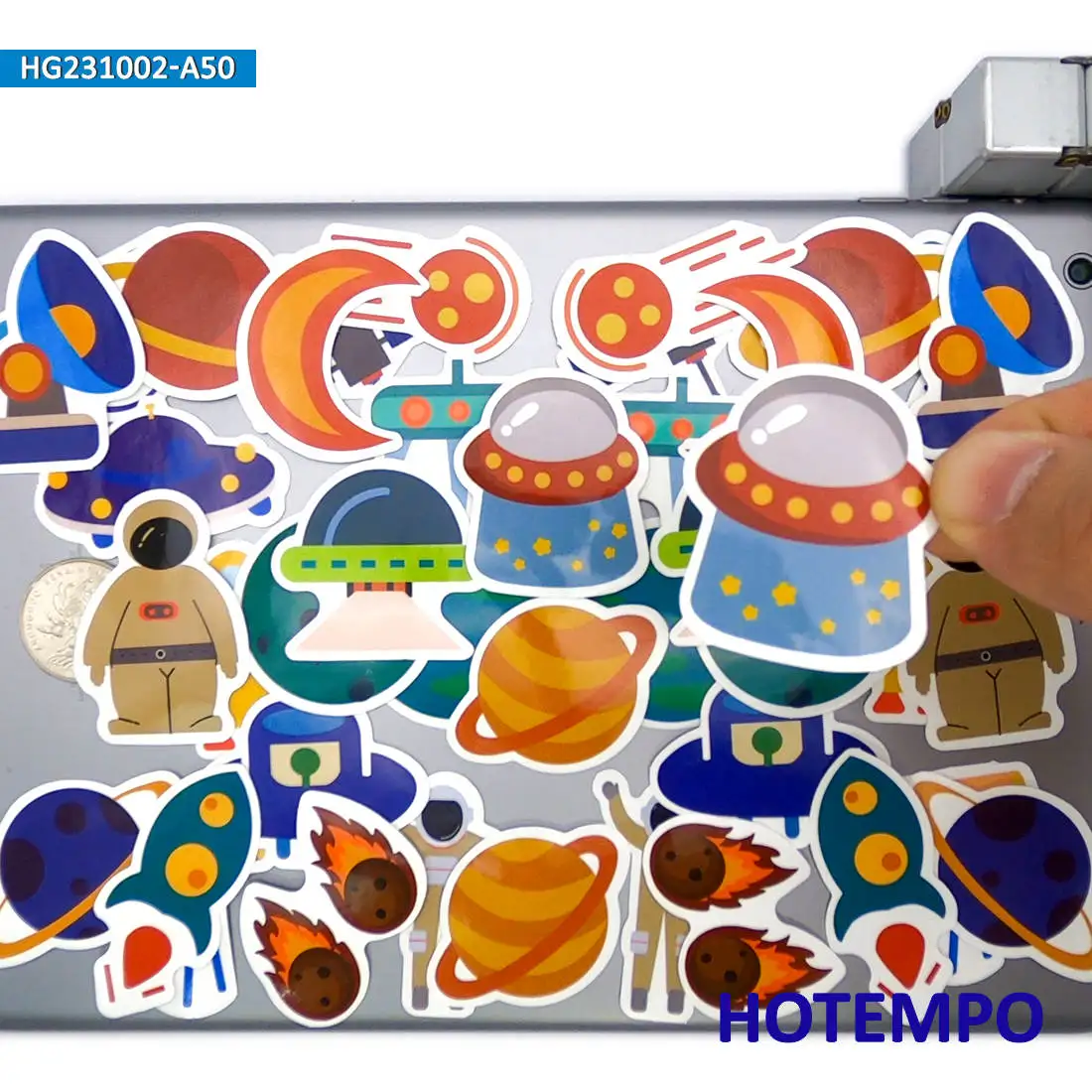 20/30/50PCS Cute Space Style Stickers Planet Airship UFO Satellite Cartoon Mini Decals for Kids Scrapbook Laptop Luggage Sticker