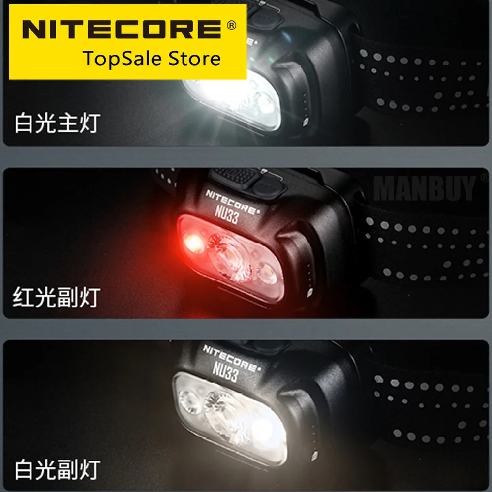 

Nitecore NU33 Built-In Li-ion Battery Aluminum Metal Materials USB-C Rechargeable Headlamp 700 Lumens High CRI LED Triple Output