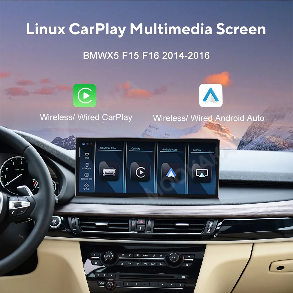 

12,3-дюймовый экран Linux с зеркальным звеном для BMW X5 F15 F16 2014-2016, обновление, беспроводное автомобильное радио CarPlay, головное устройство IPS