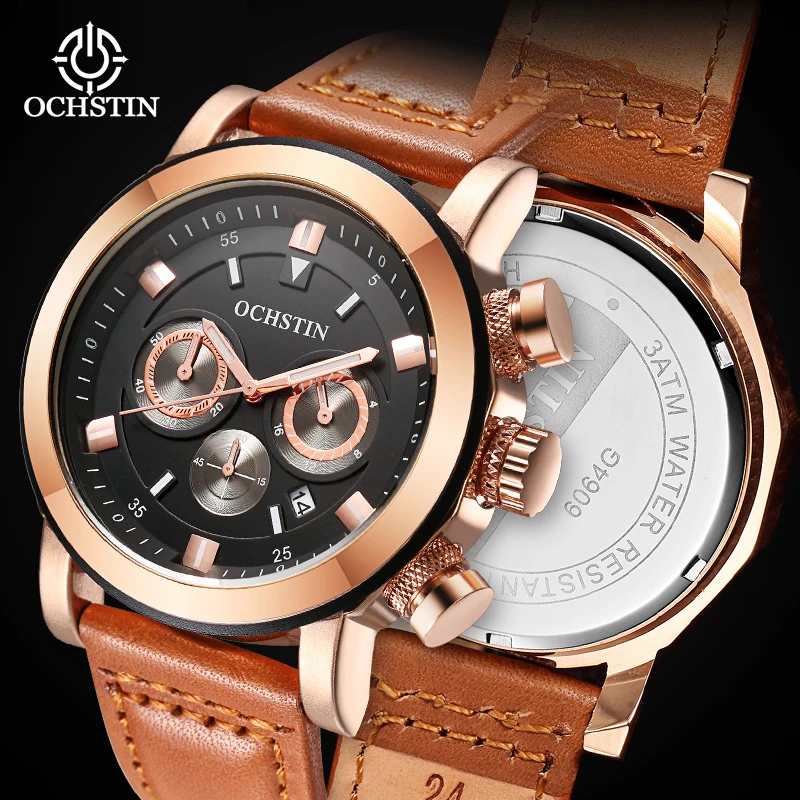 

Promotional OCHSTIN 2024 beautifully simple multi-function automatic quartz movement waterproof wristwatch men's quartz watches